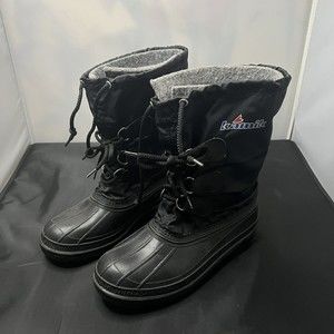 KAMIK Winter Snow Boots Waterproof Black Insulated Liner Mens Size 6
